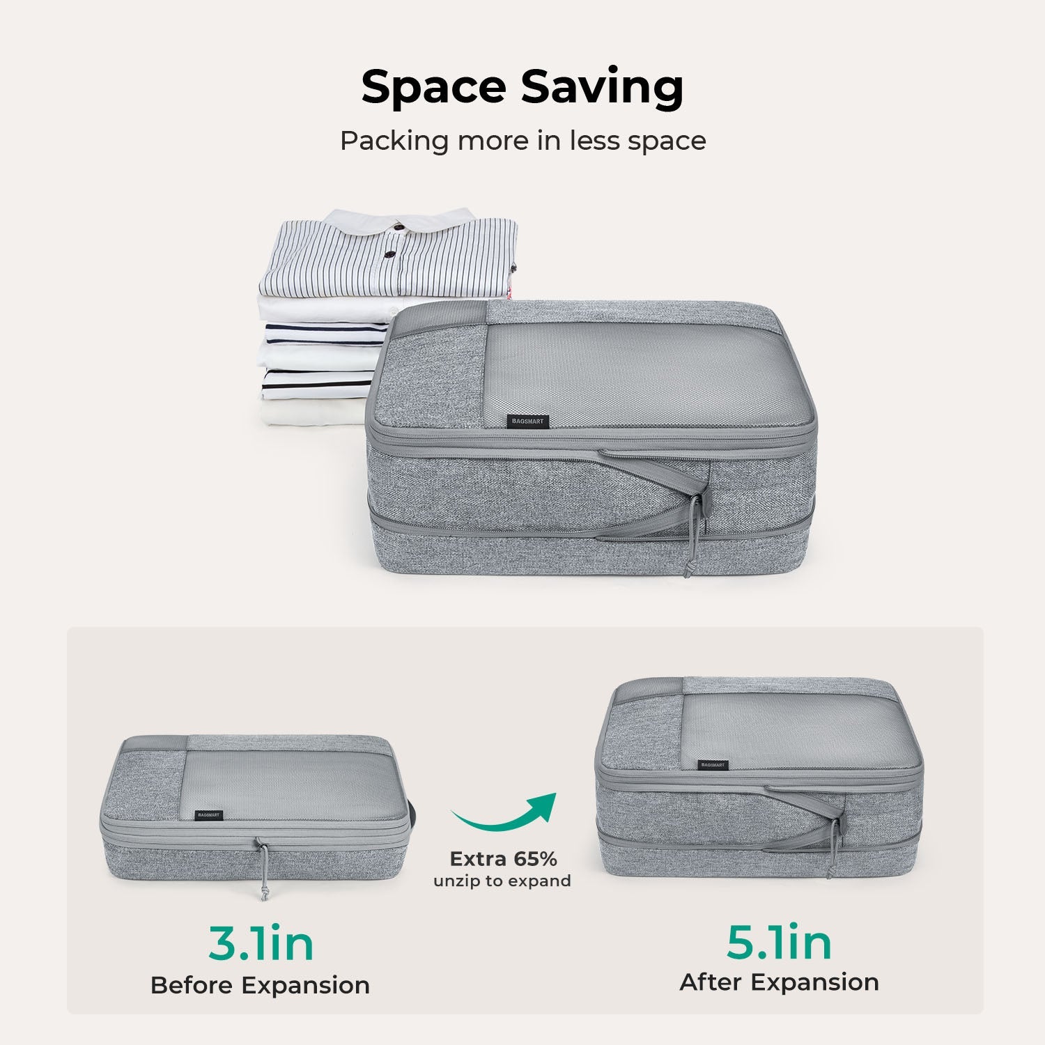 6PCS Compression Travel Packing Cubes for Suitcases - Image 25