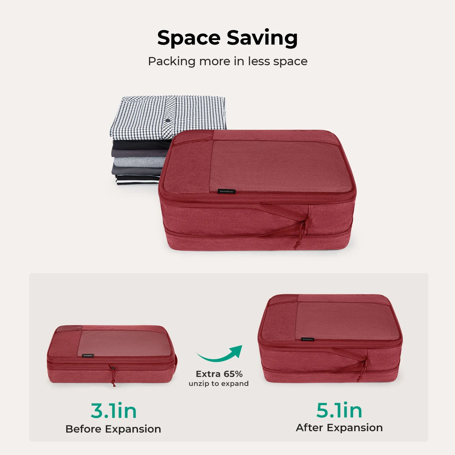 6PCS Compression Travel Packing Cubes for Suitcases - Image 34
