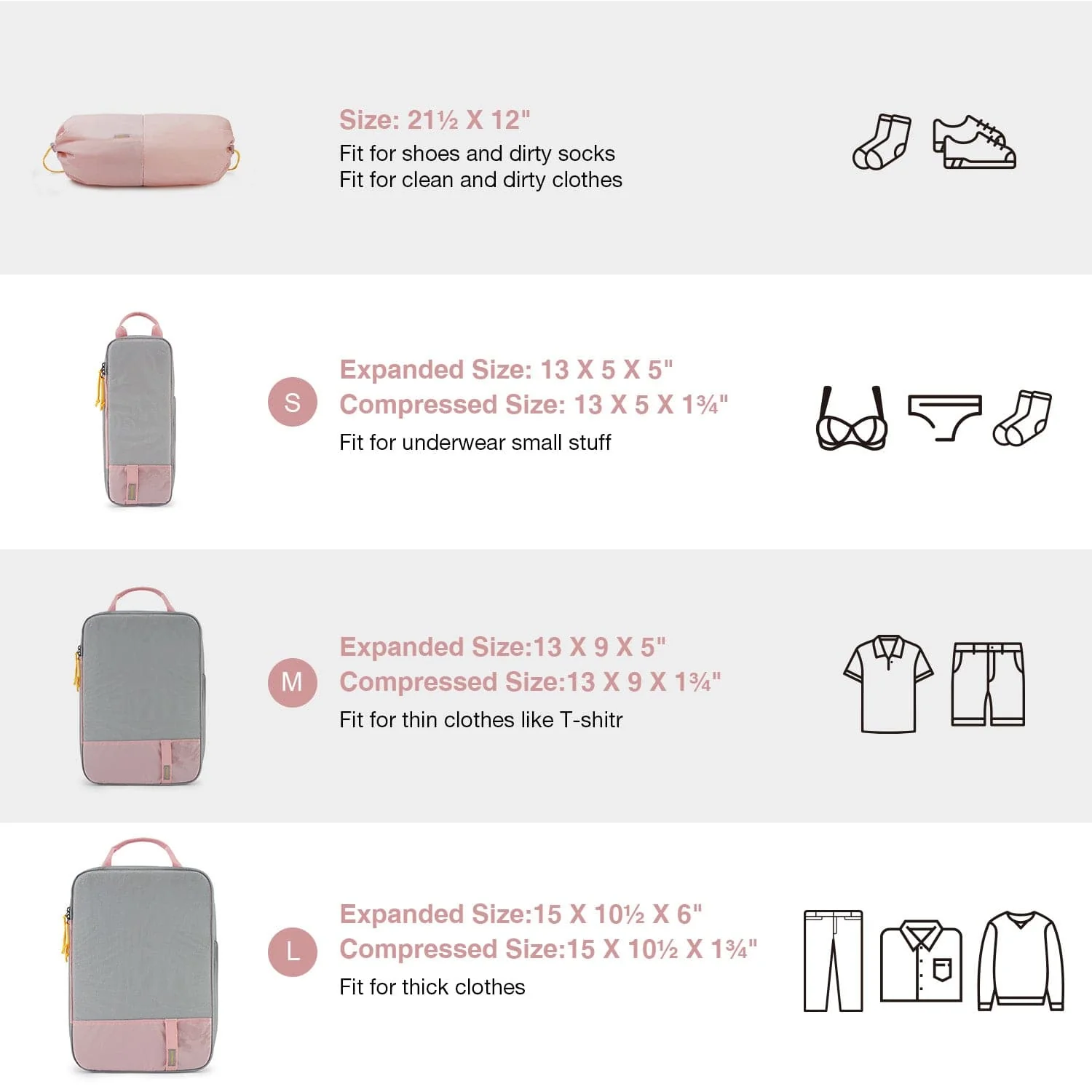 Bagsmart Kompressions-Packwürfel 6 Stk. - Image 60