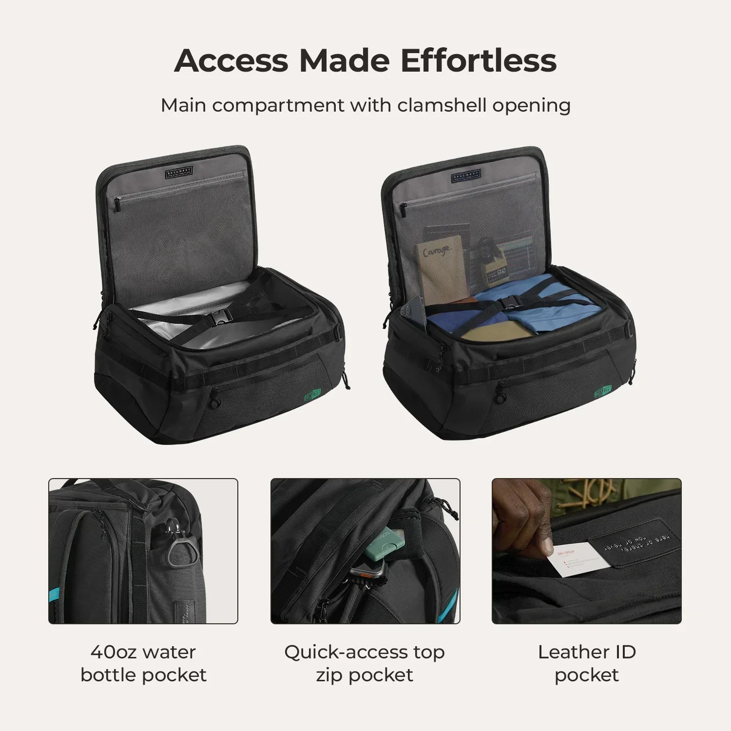 Paz 43L Carry On Travel Duffle Backpack - Image 30