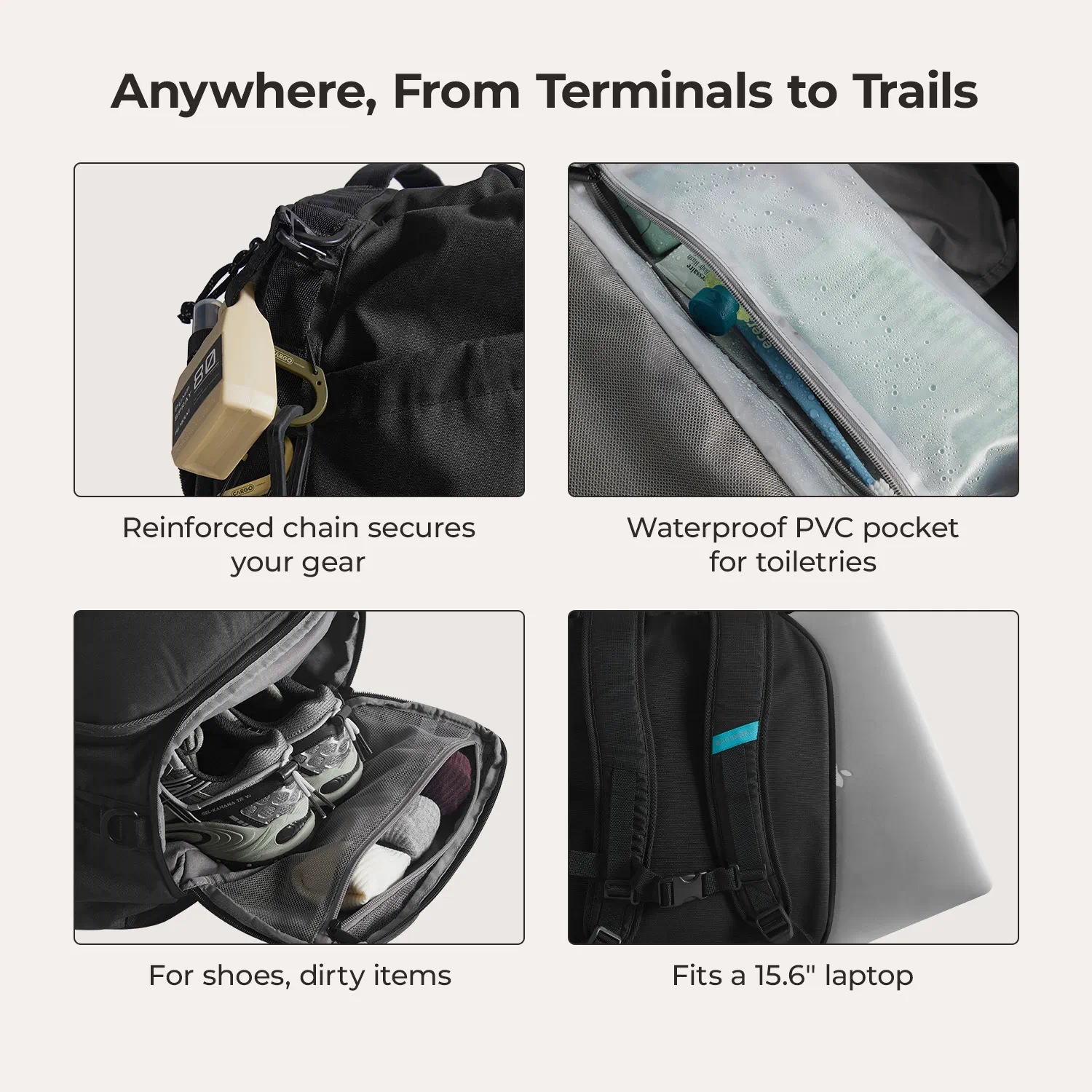 Paz 43L Carry On Travel Duffle Backpack - Image 31