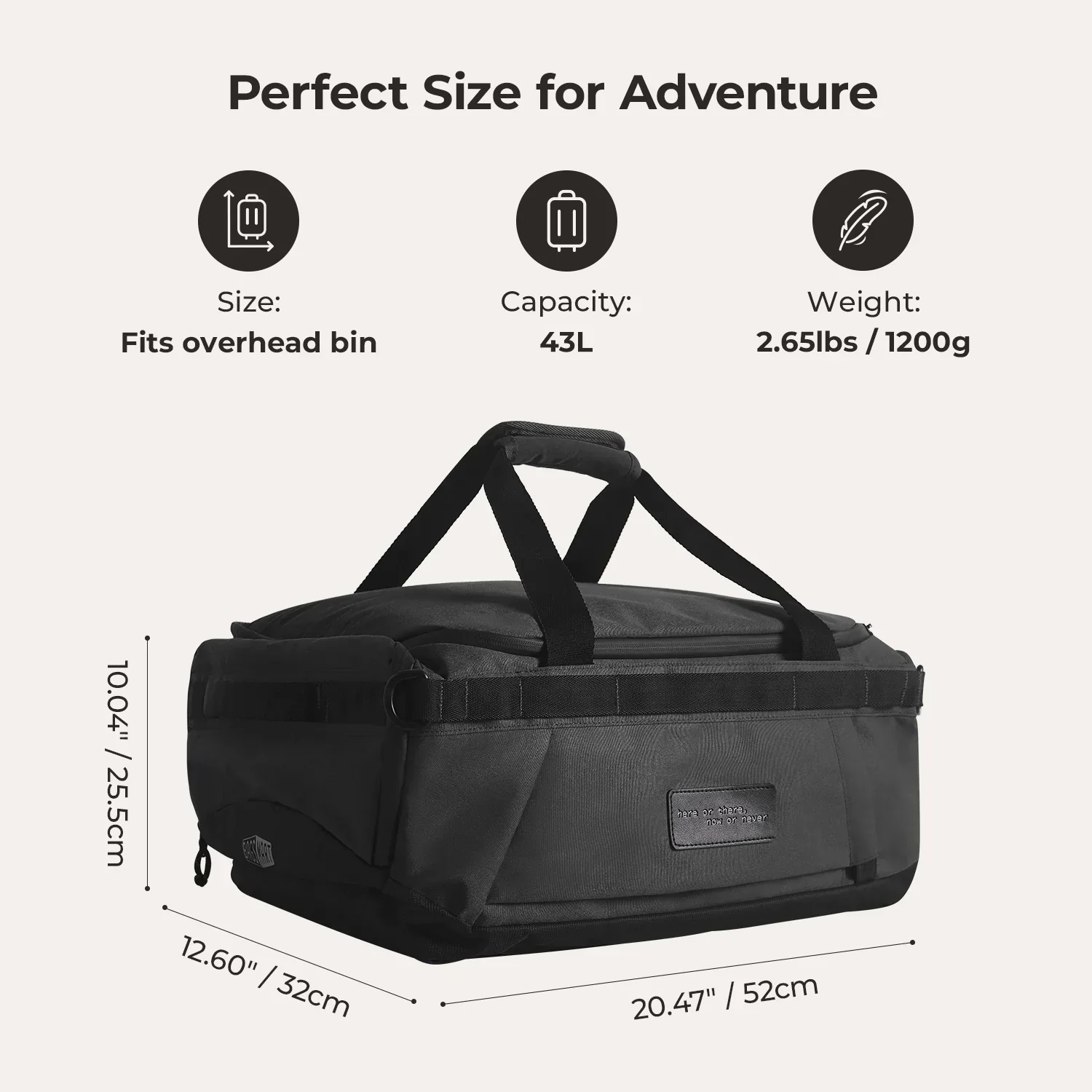 Paz 43L Carry On Travel Duffle Backpack - Image 34