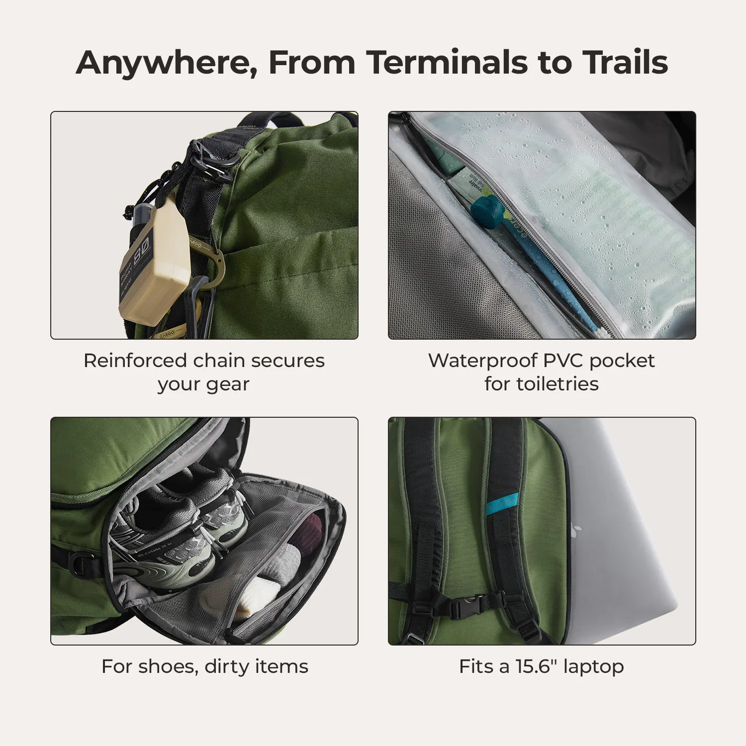 Paz 43L Carry On Travel Duffle Backpack - Image 4