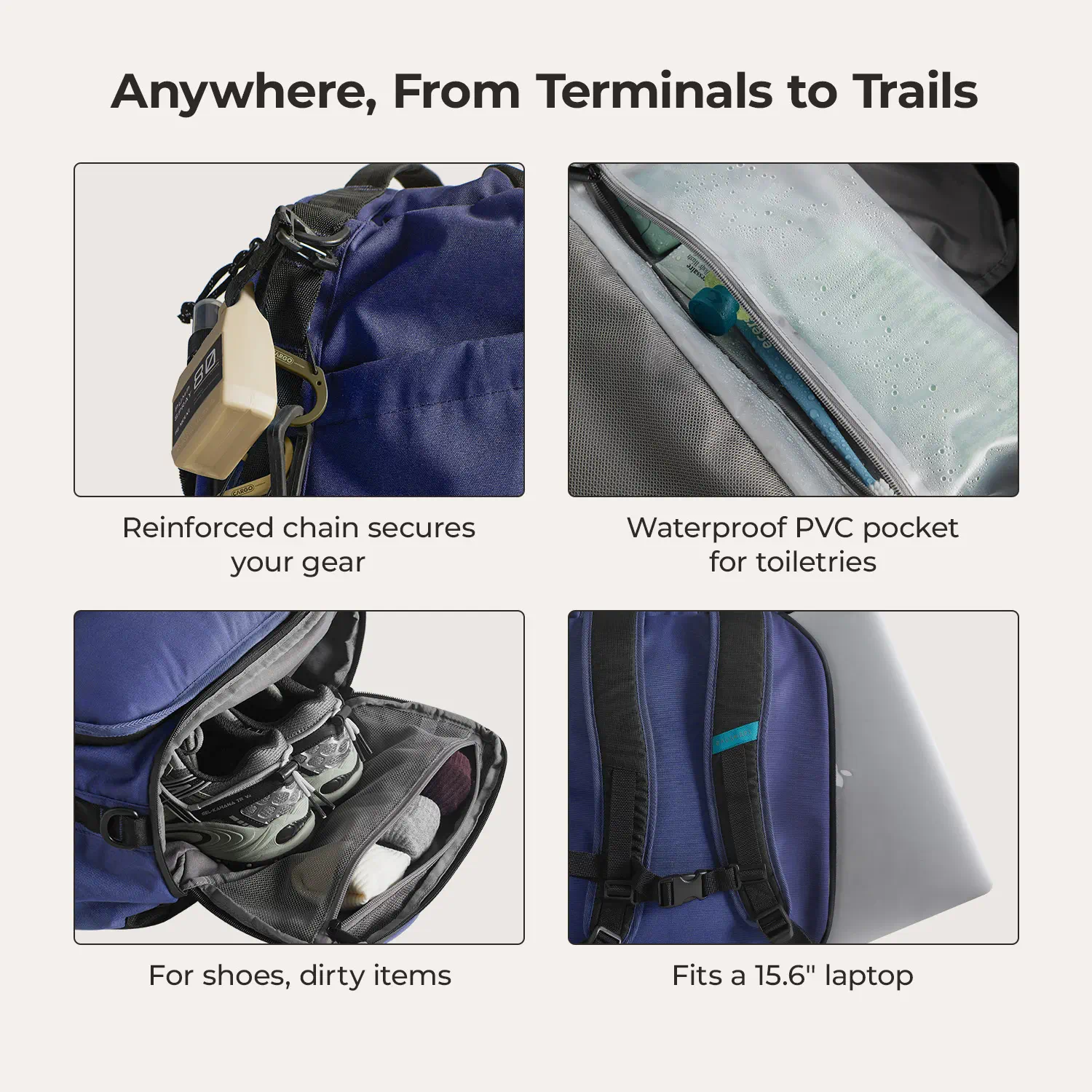 Paz 43L Carry On Travel Duffle Backpack - Image 57