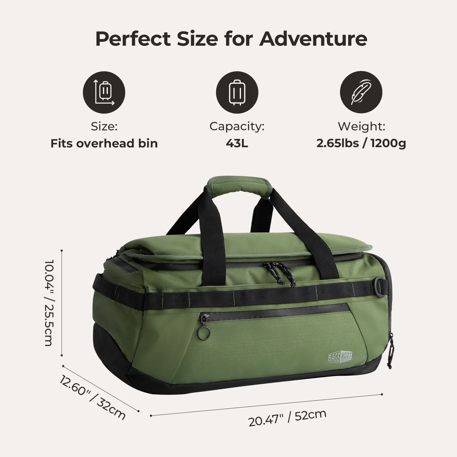 Paz 43L Carry On Travel Duffle Backpack - Image 7